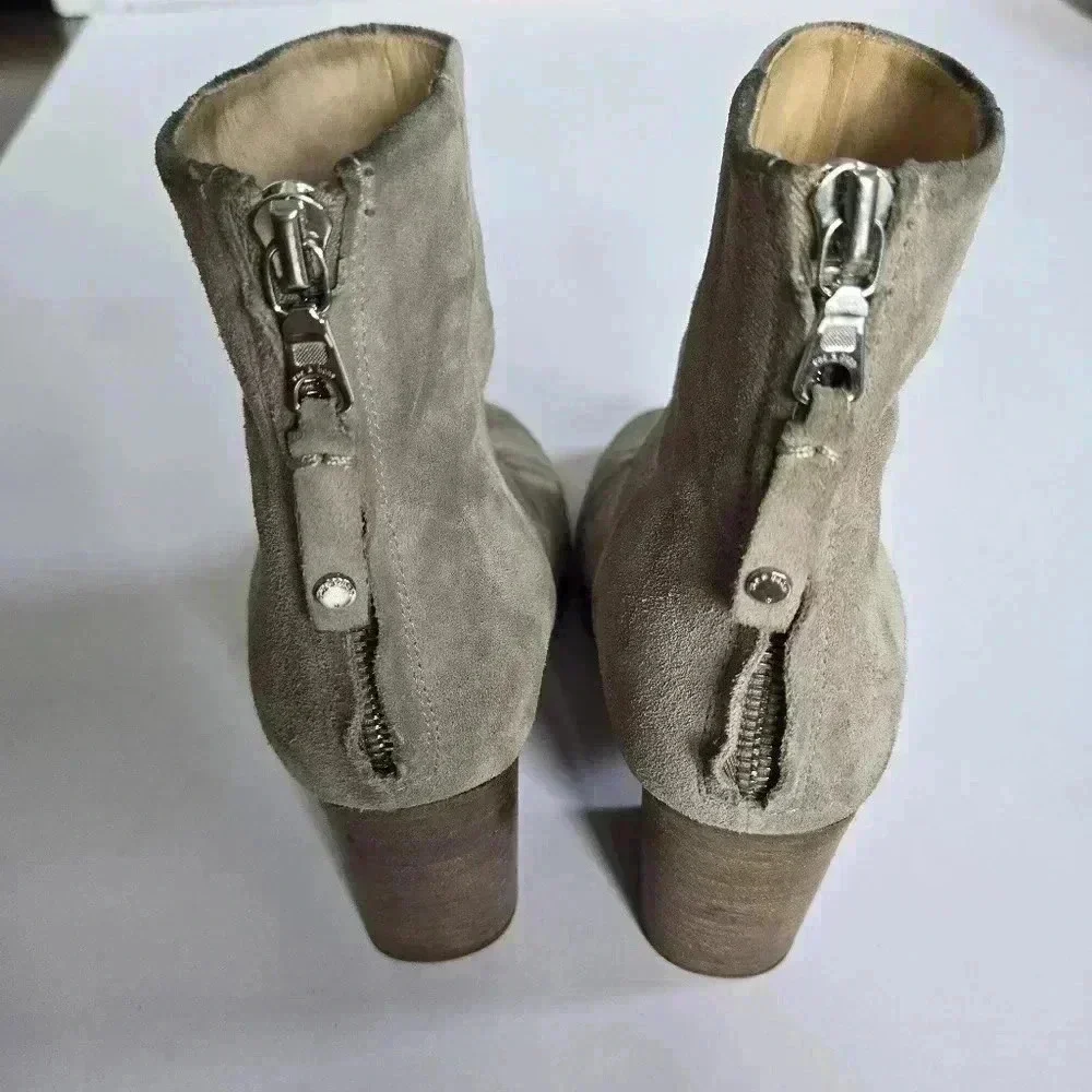 Rag & Bone Ashby Stone Gray Suede leather heeled Ankle Boots Size 38 US 7.5
